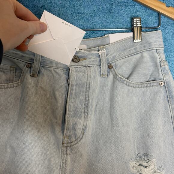 KanCan Womens 7/27 90s Flare Light Blue Jeans Wide Leg Distressed Denim - Picture 2 of 16